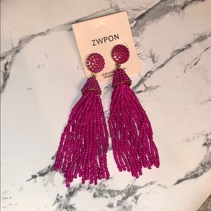 Hot pink beaded earrings